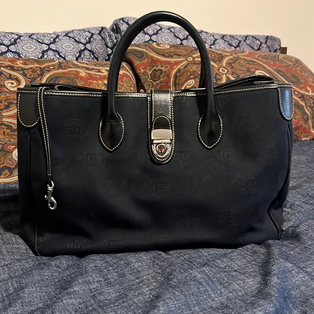 Dooney Burke Vintage Double Handle Leather Accent Signature Tote Very Clean